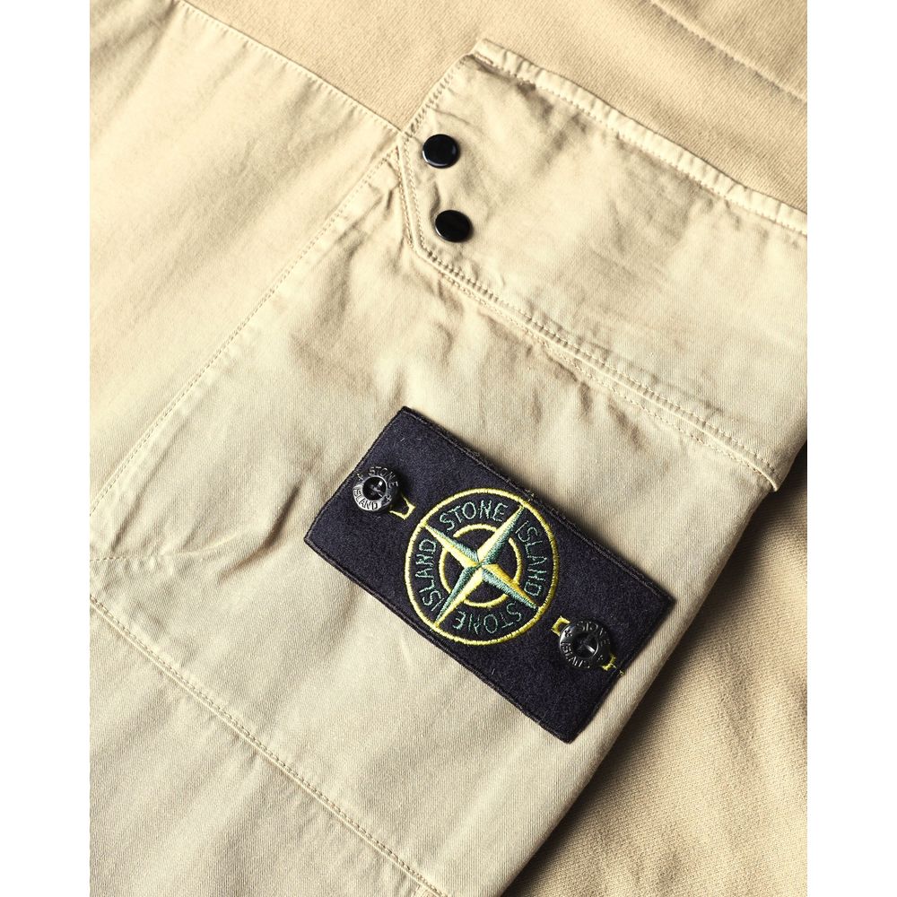 Stone Island Beige Cotton Cargo Trouser for Elevated Style