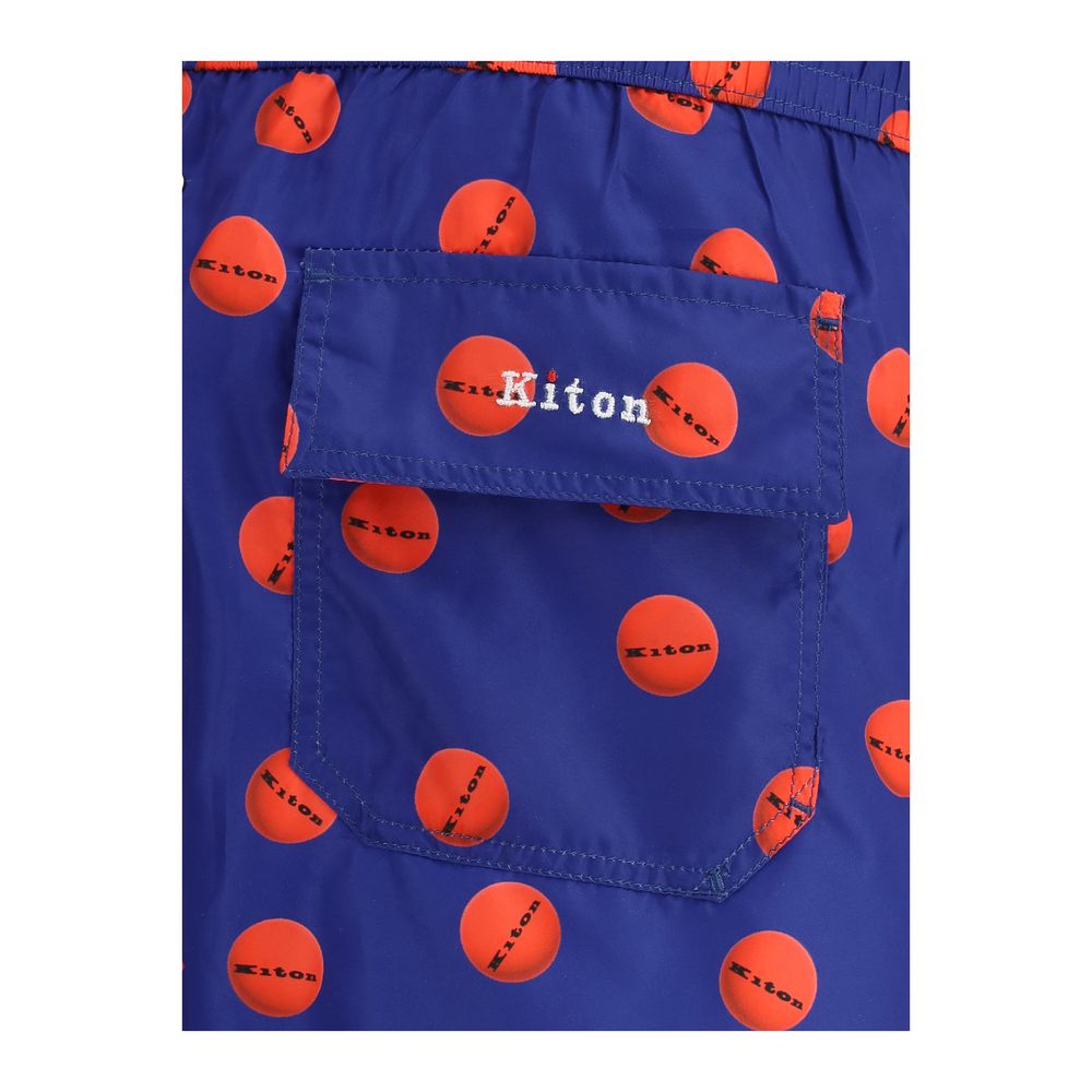 Kiton Blue Cotton Swimshorts for Elevated Summer Sophistication