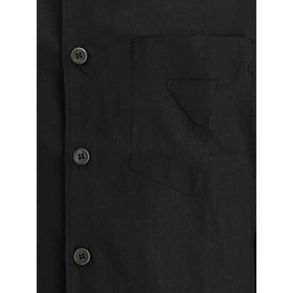 Prada Black Linen Shirt - Timeless Elegance Redefined