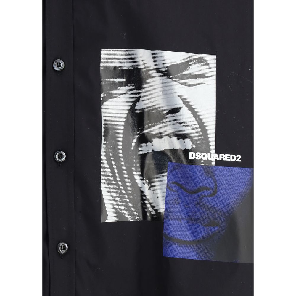 Dsquared² White Cotton Fighter Notch Shirt for Effortless Sophistication