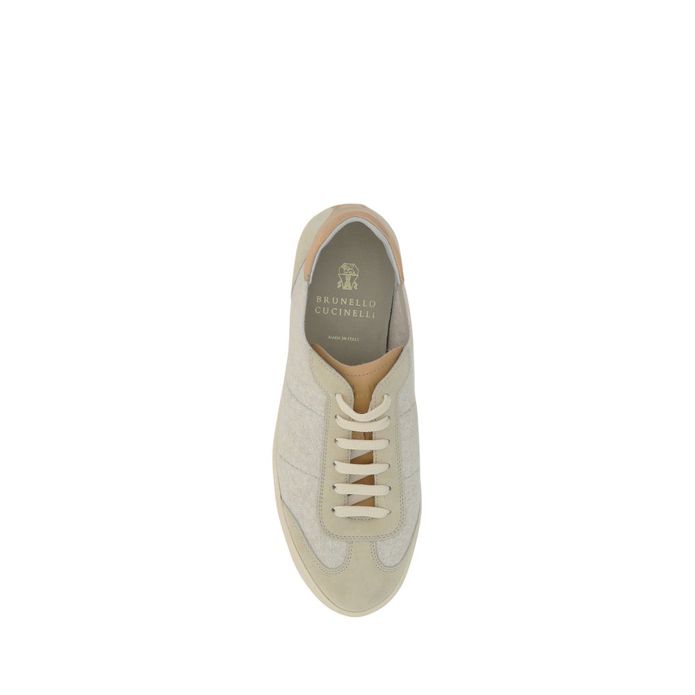 Brunello Cucinelli White Calfskin Sneakers in Luxurious Elegance