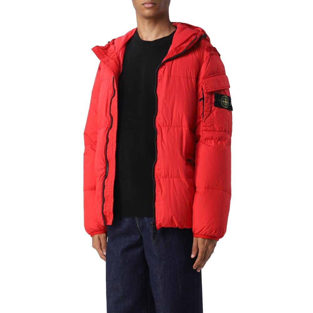Stone Island Red Nylon Jacket for Elevated Outerwear