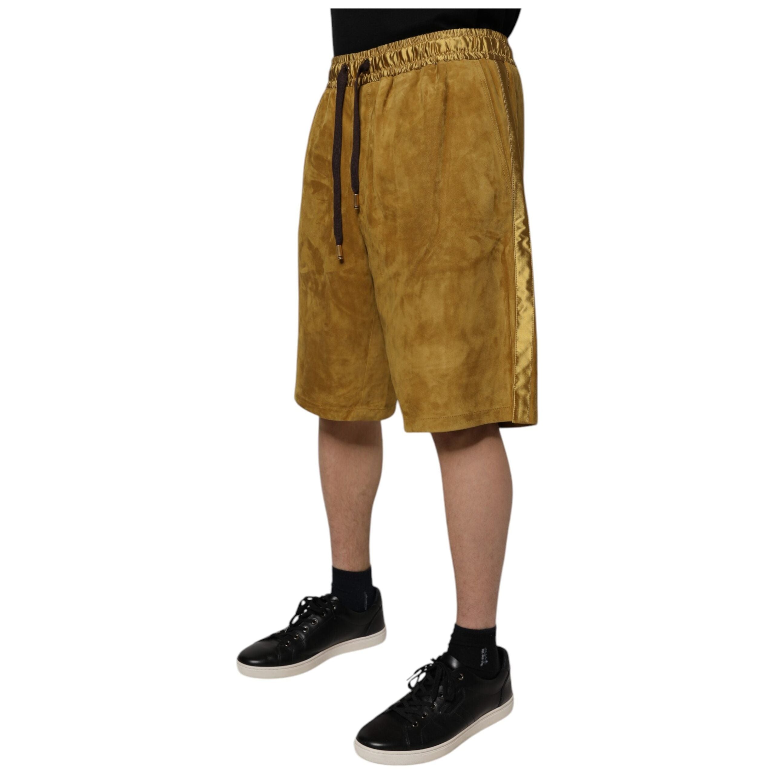 Dolce & Gabbana Brown Lambskin Suede Bermuda Shorts