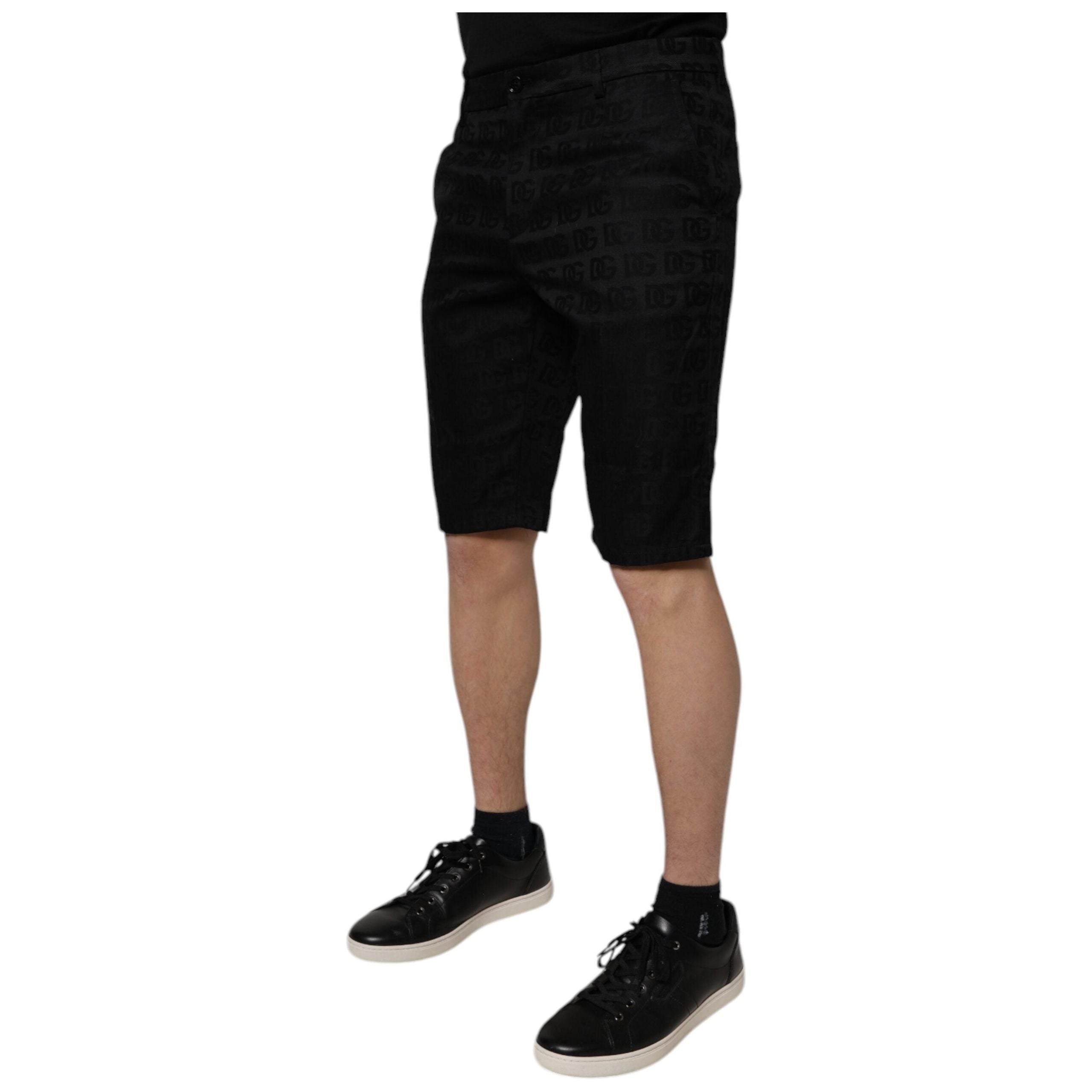 Dolce & Gabbana Black Cotton Casual Mid Waist Chino Shorts