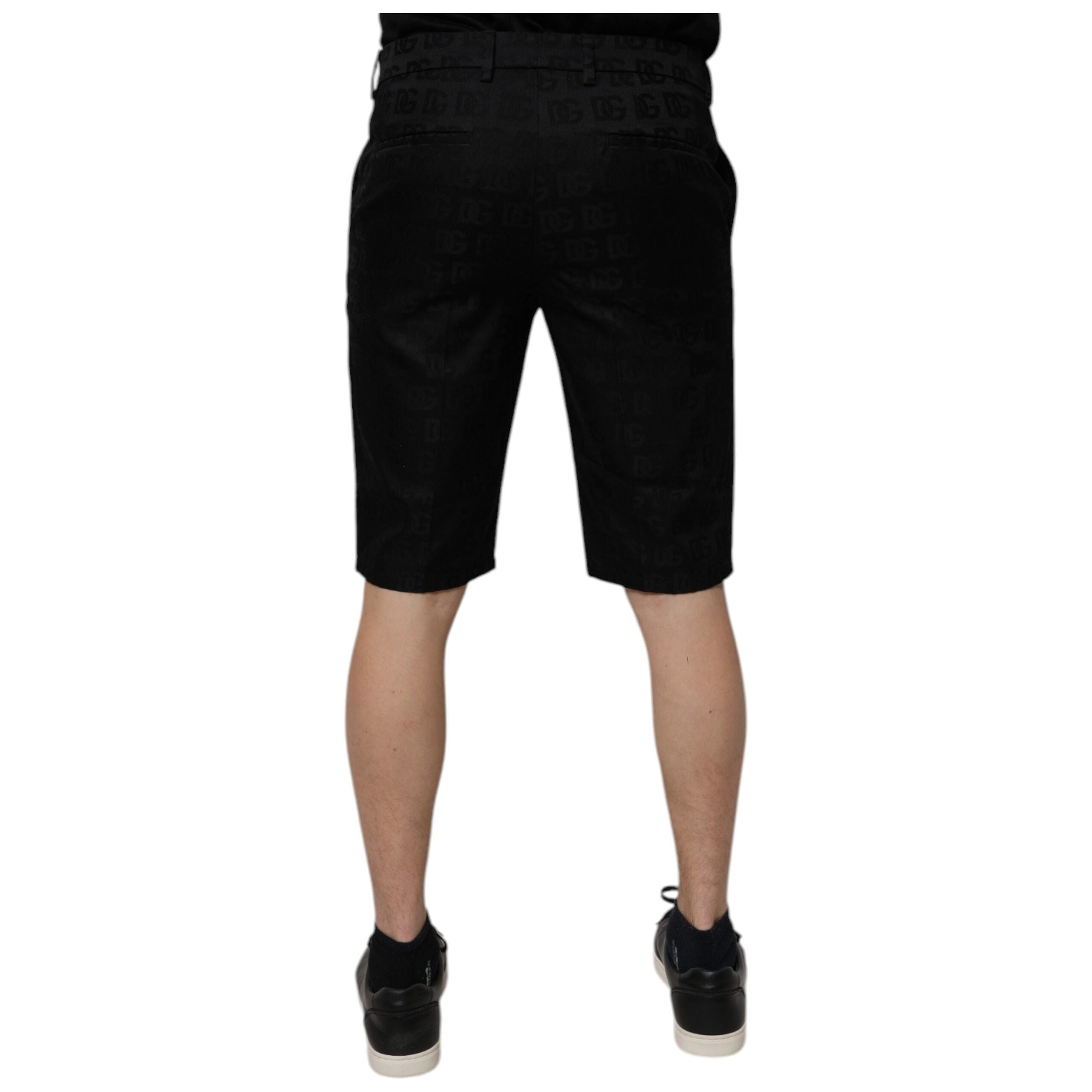Dolce & Gabbana Black Cotton Casual Mid Waist Chino Shorts