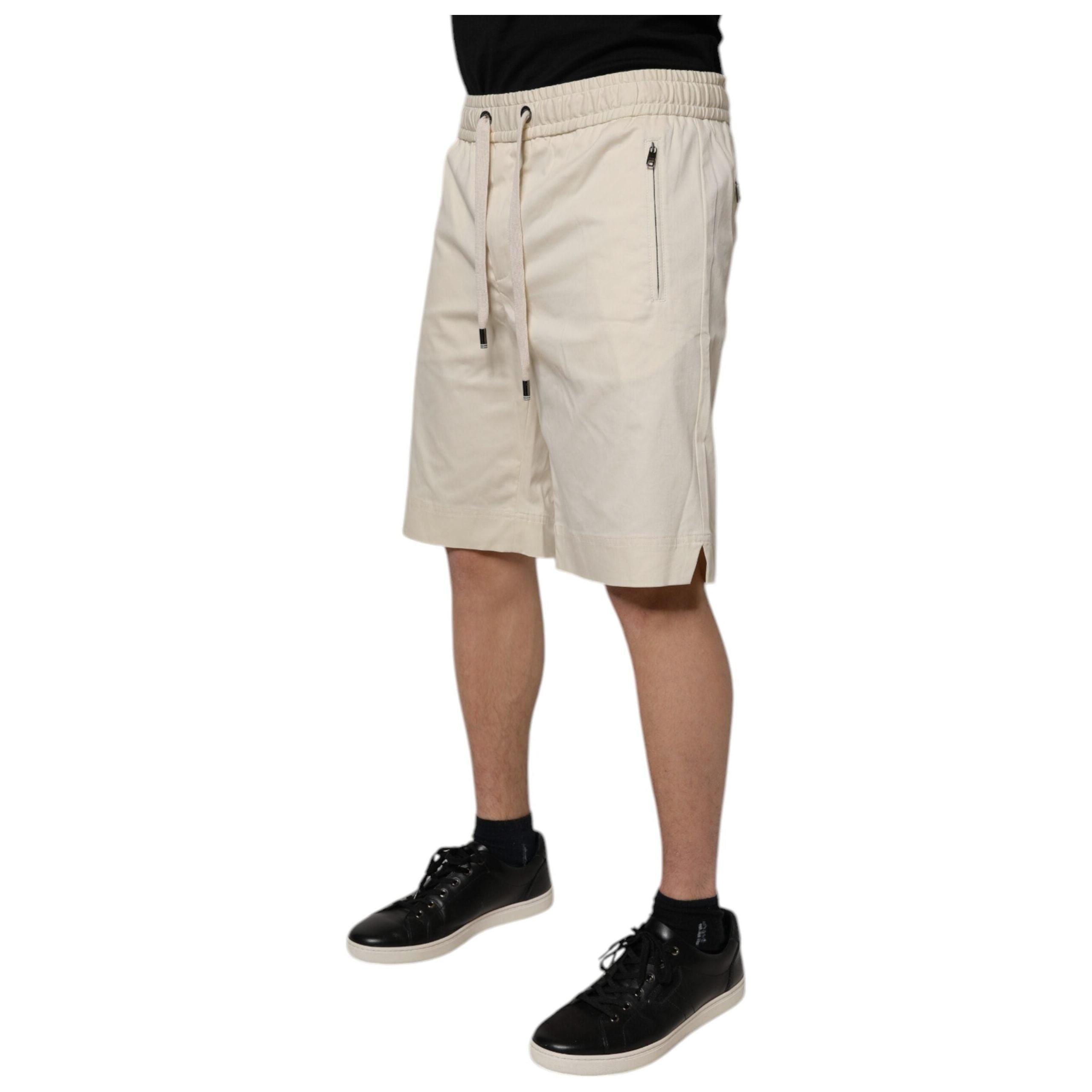 Dolce & Gabbana Off White Cotton Stretch Bermuda Shorts
