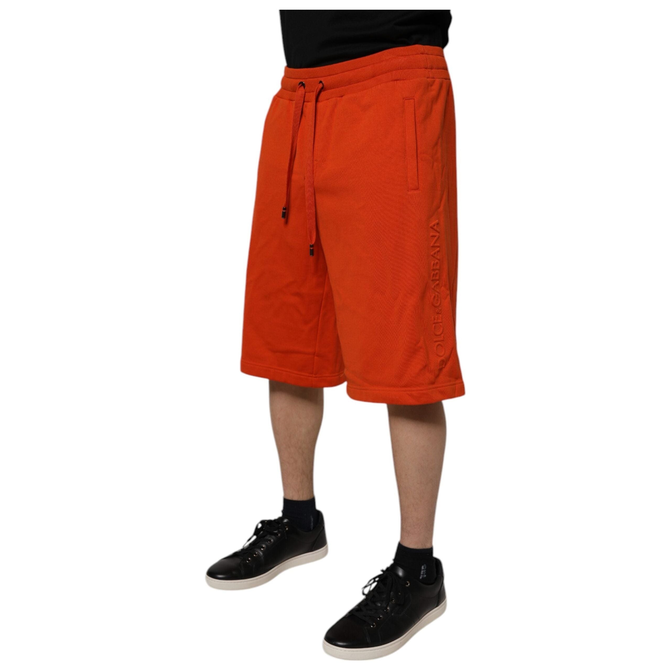 Dolce & Gabbana Red Cotton Blend Mid Waist Bermuda Shorts