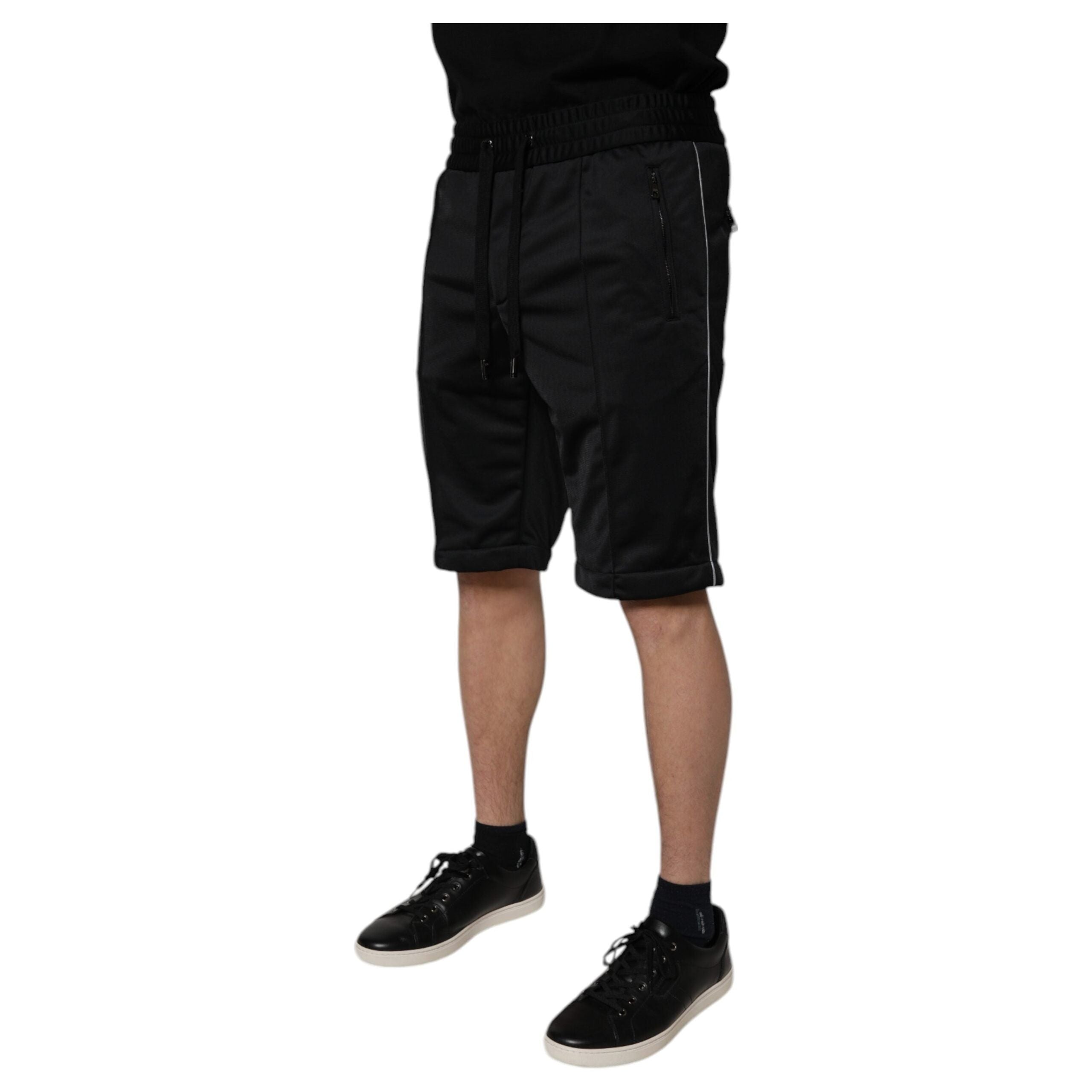 Dolce & Gabbana Black Cotton Mid Waist Bermuda Shorts
