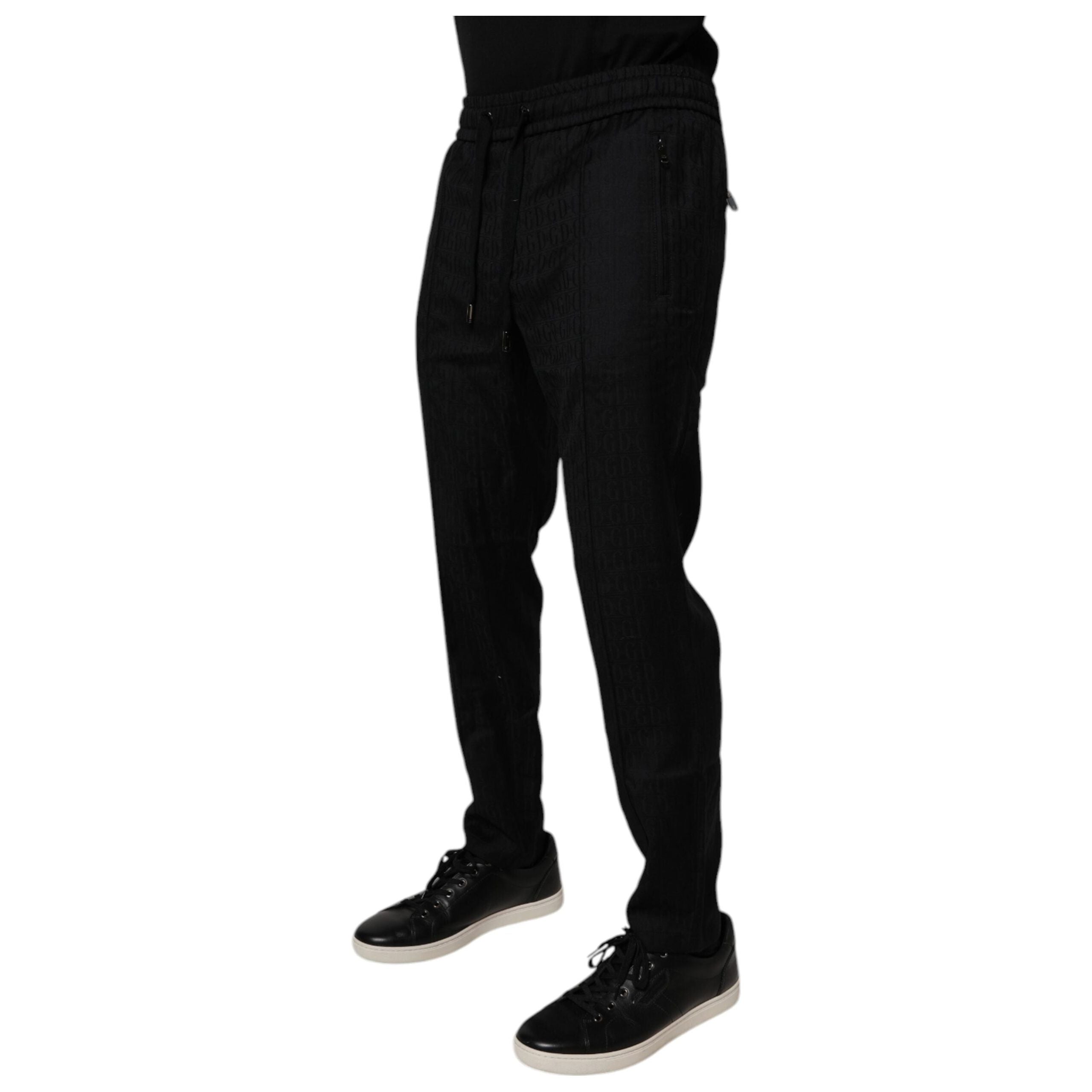 Dolce & Gabbana Black Wool Jogger Jogging Pants Luxury Comfort