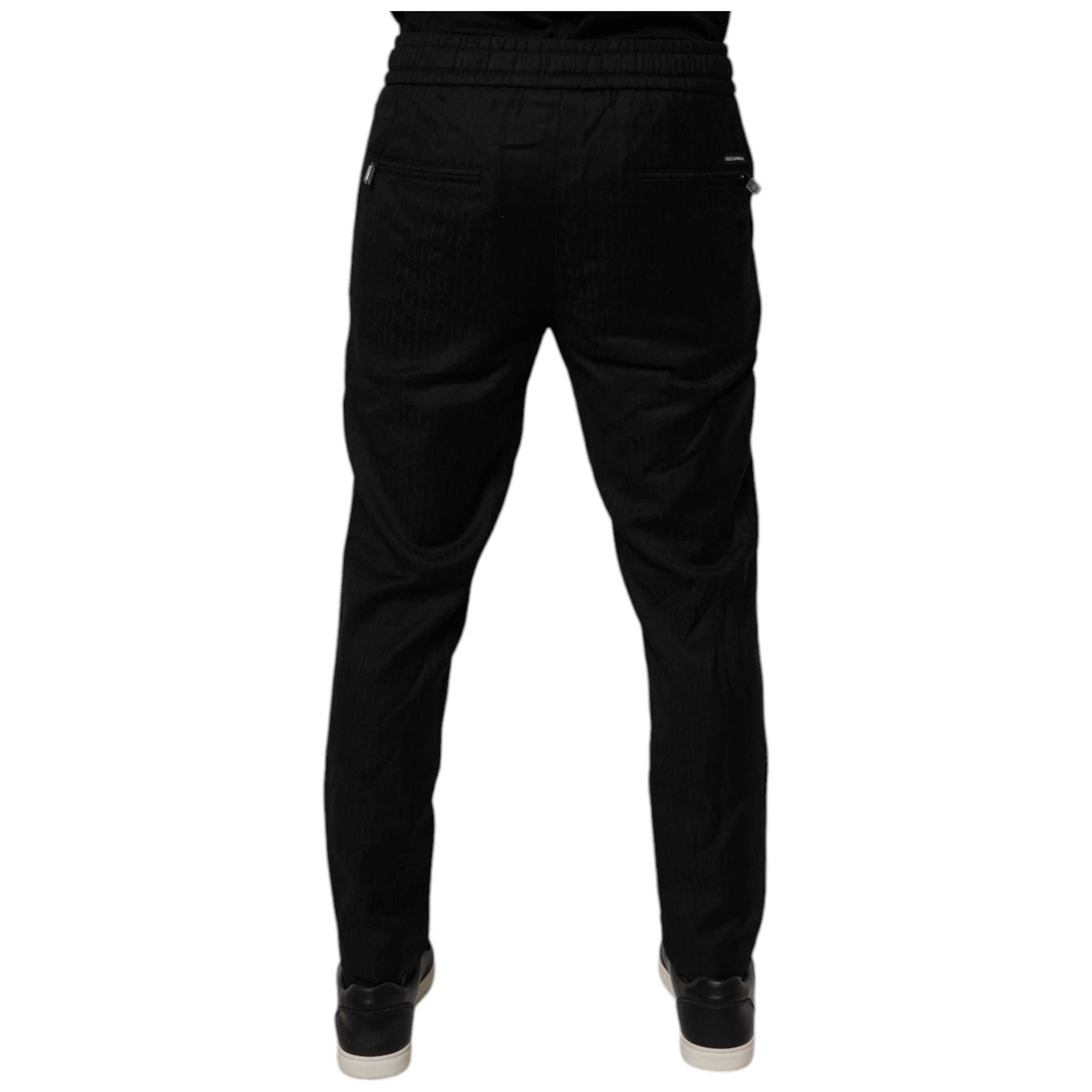 Dolce & Gabbana Black Wool Jogger Jogging Pants Luxury Comfort