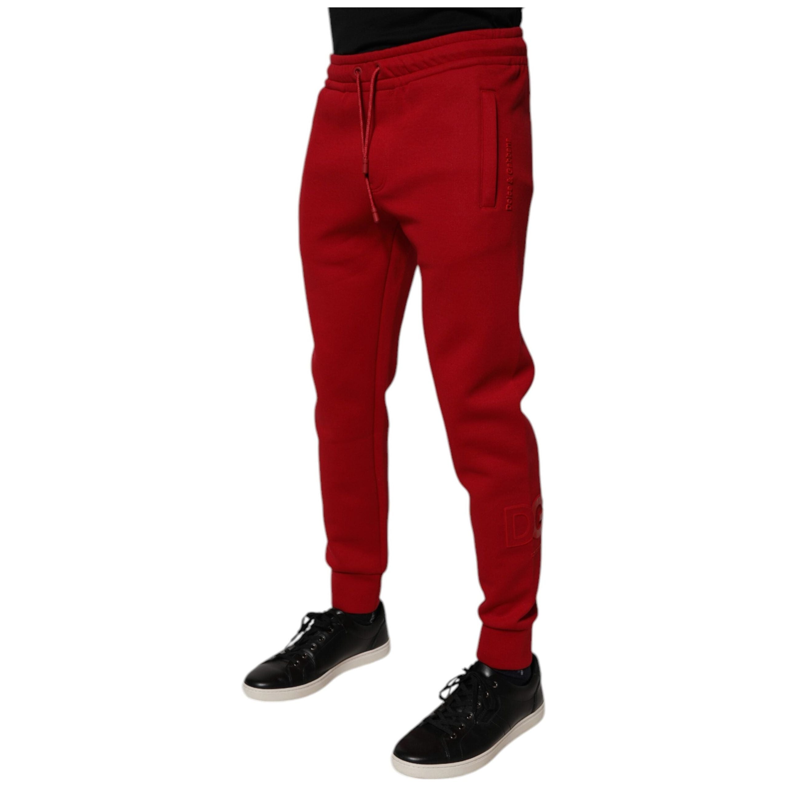 Dolce & Gabbana Red Cotton Jogger Jogging Pants Elegance