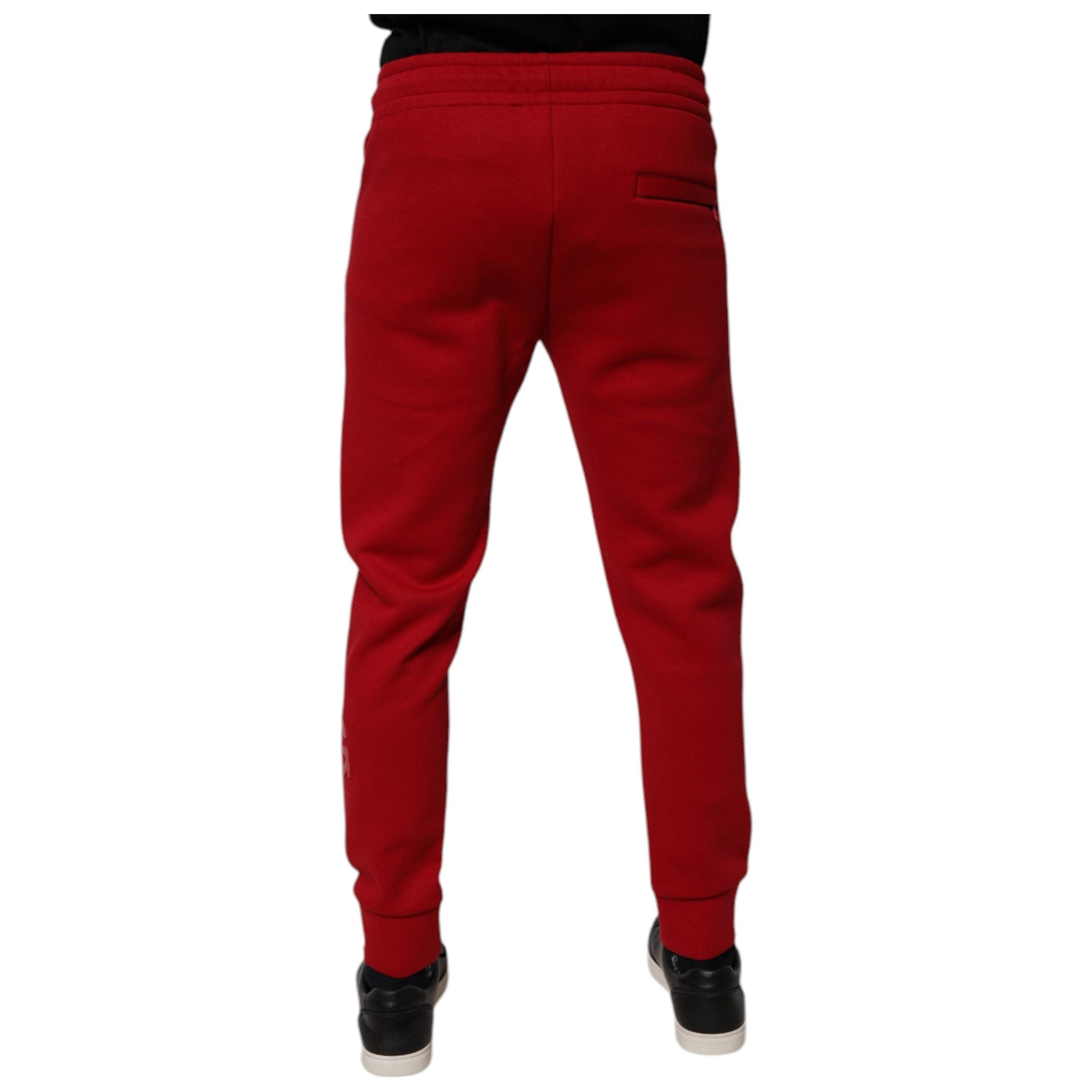 Dolce & Gabbana Red Cotton Jogger Jogging Pants Elegance