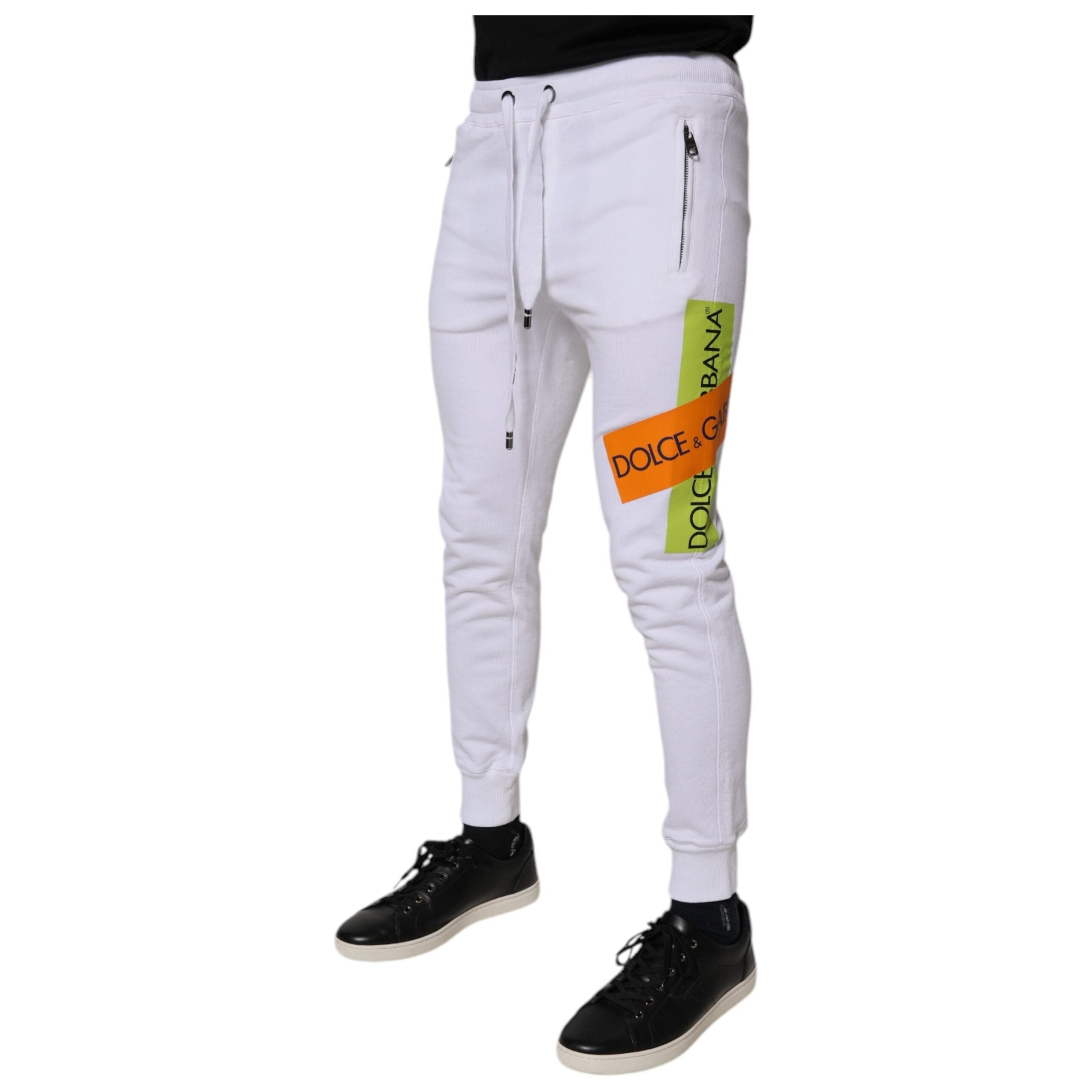 Dolce & Gabbana White Cotton Logo Jogger Pants Luxury Style