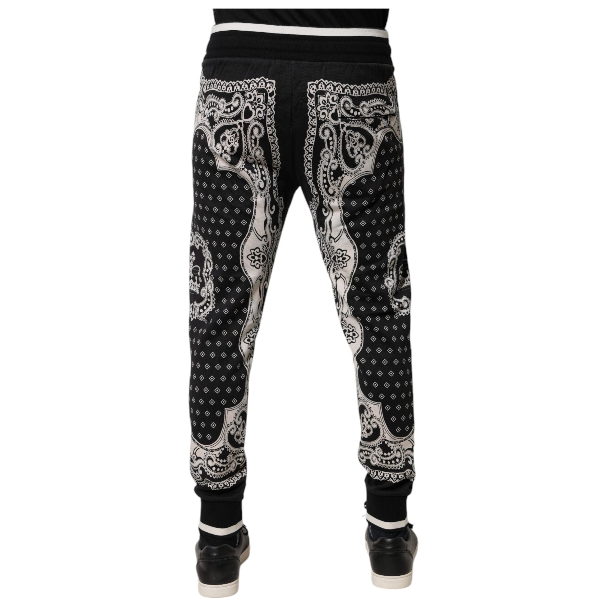 Dolce & Gabbana Black Bandana Cotton Jogger Pants Luxe