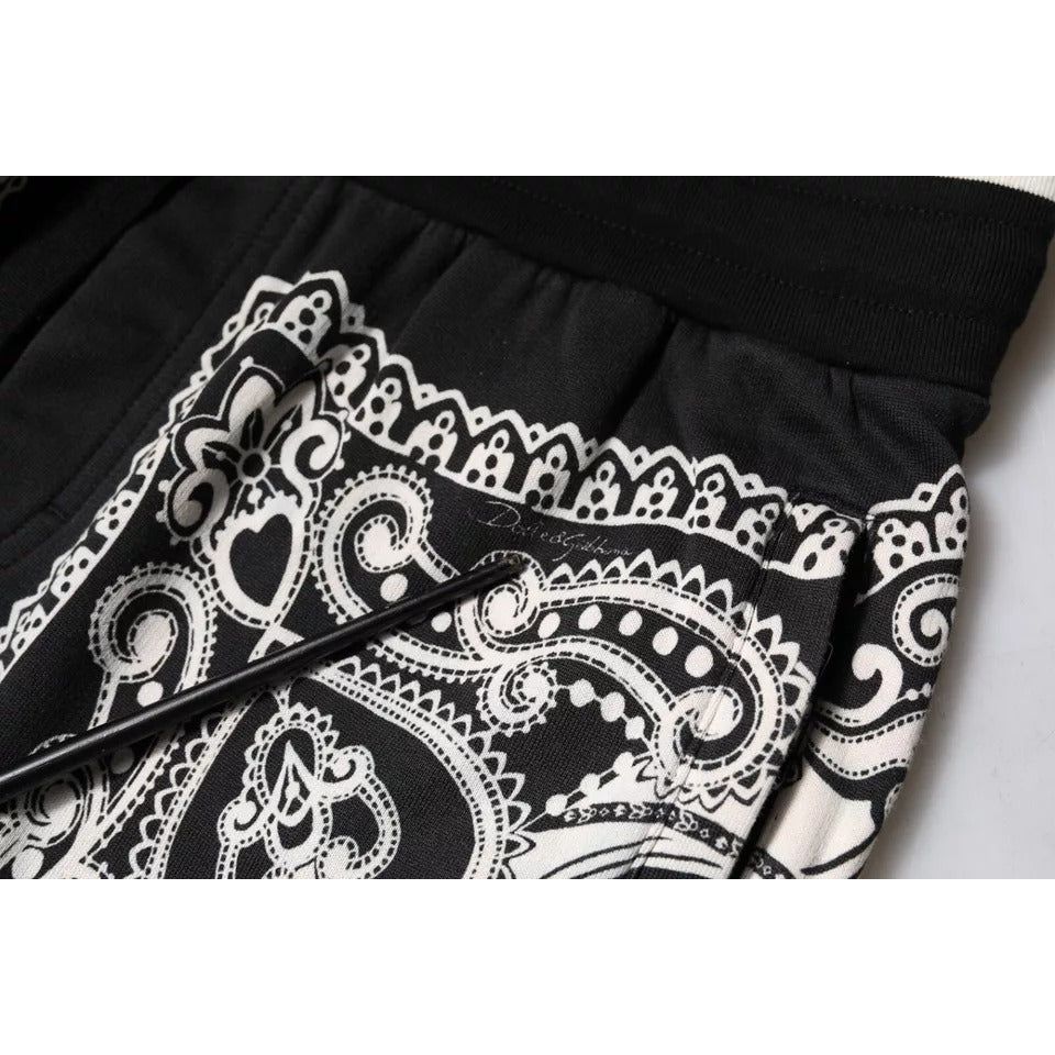 Dolce & Gabbana Black Bandana Cotton Jogger Pants Luxe