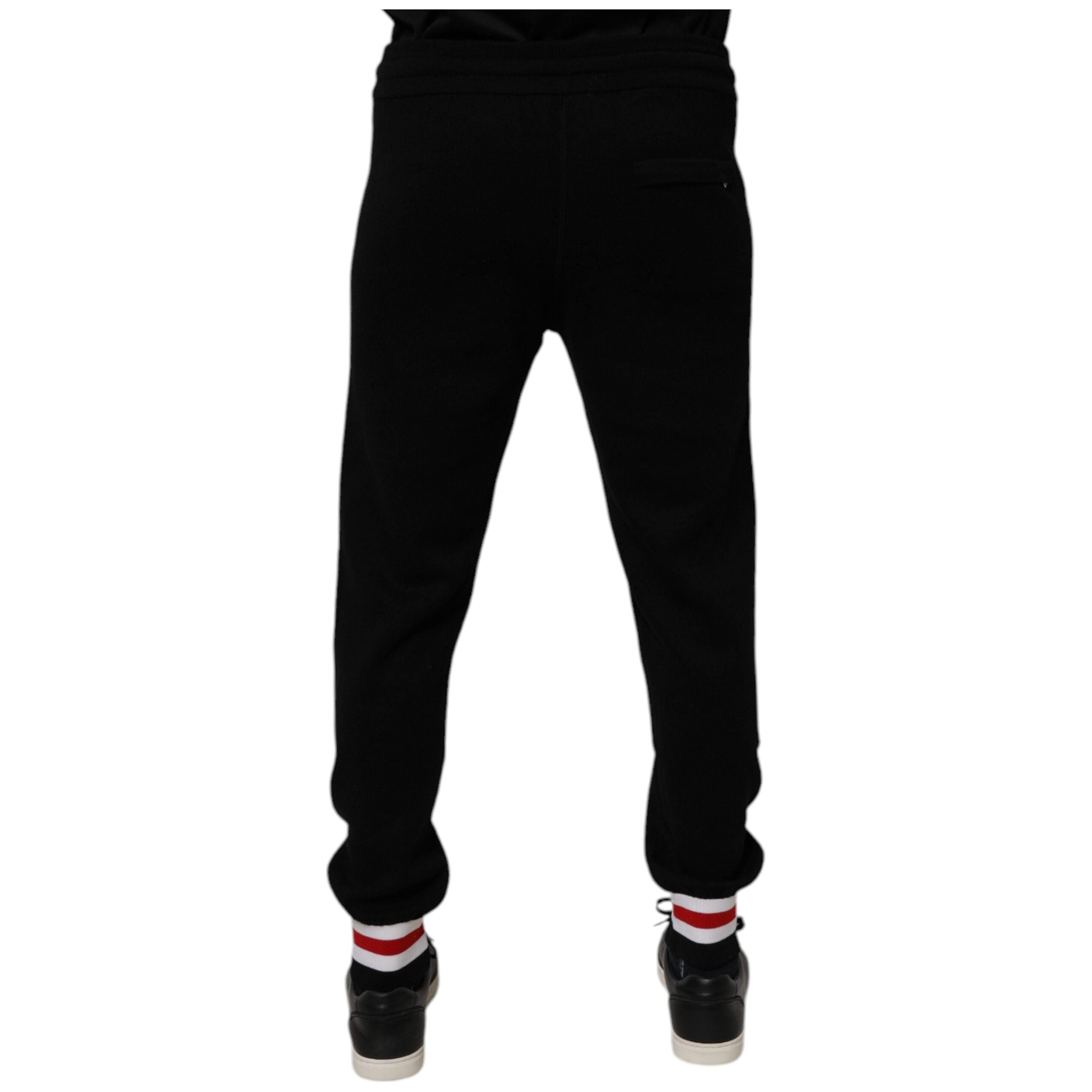 Dolce & Gabbana Black Wool Mid Waist Jogger Sweatpants