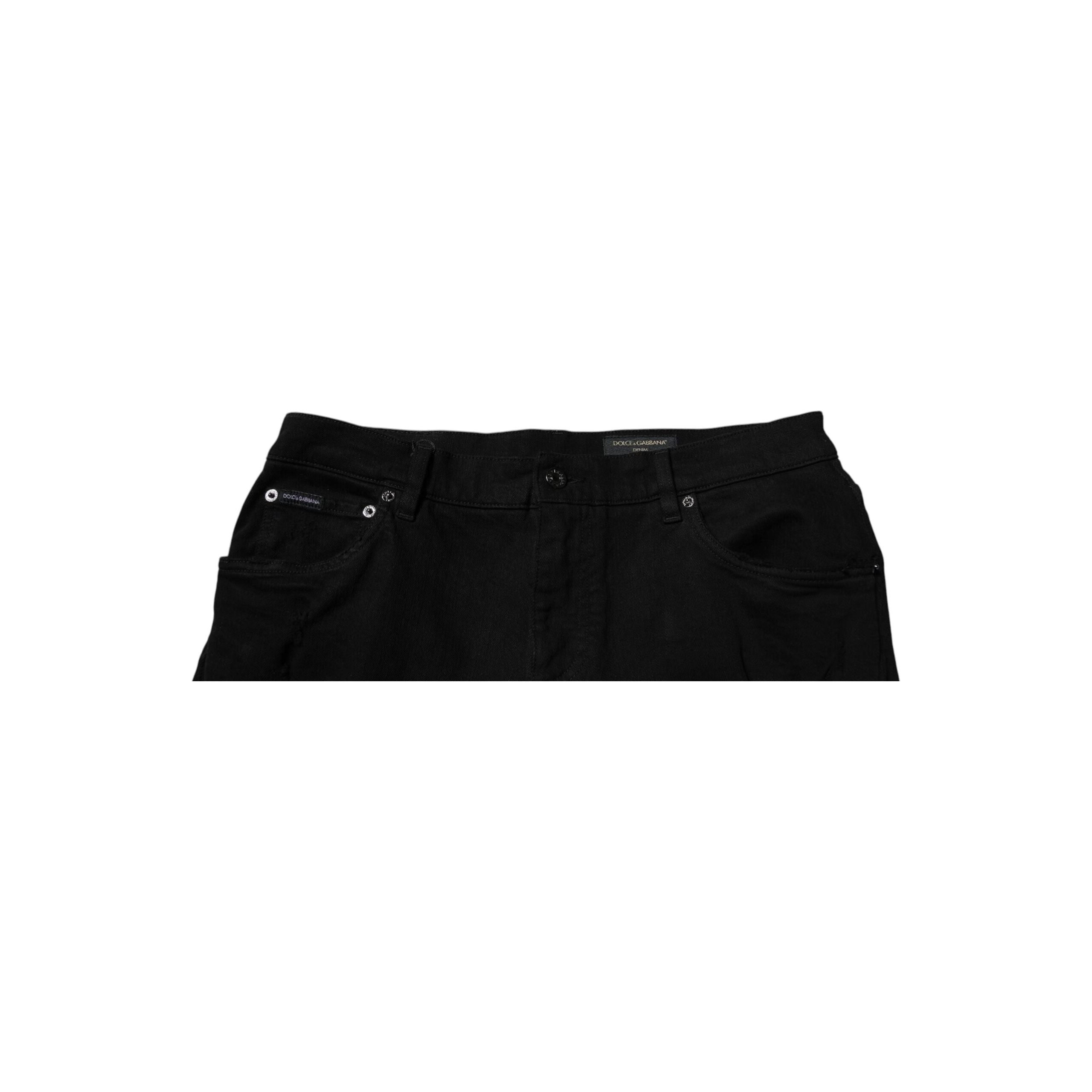 Dolce & Gabbana Black Tattered Cotton Skinny Denim Jeans