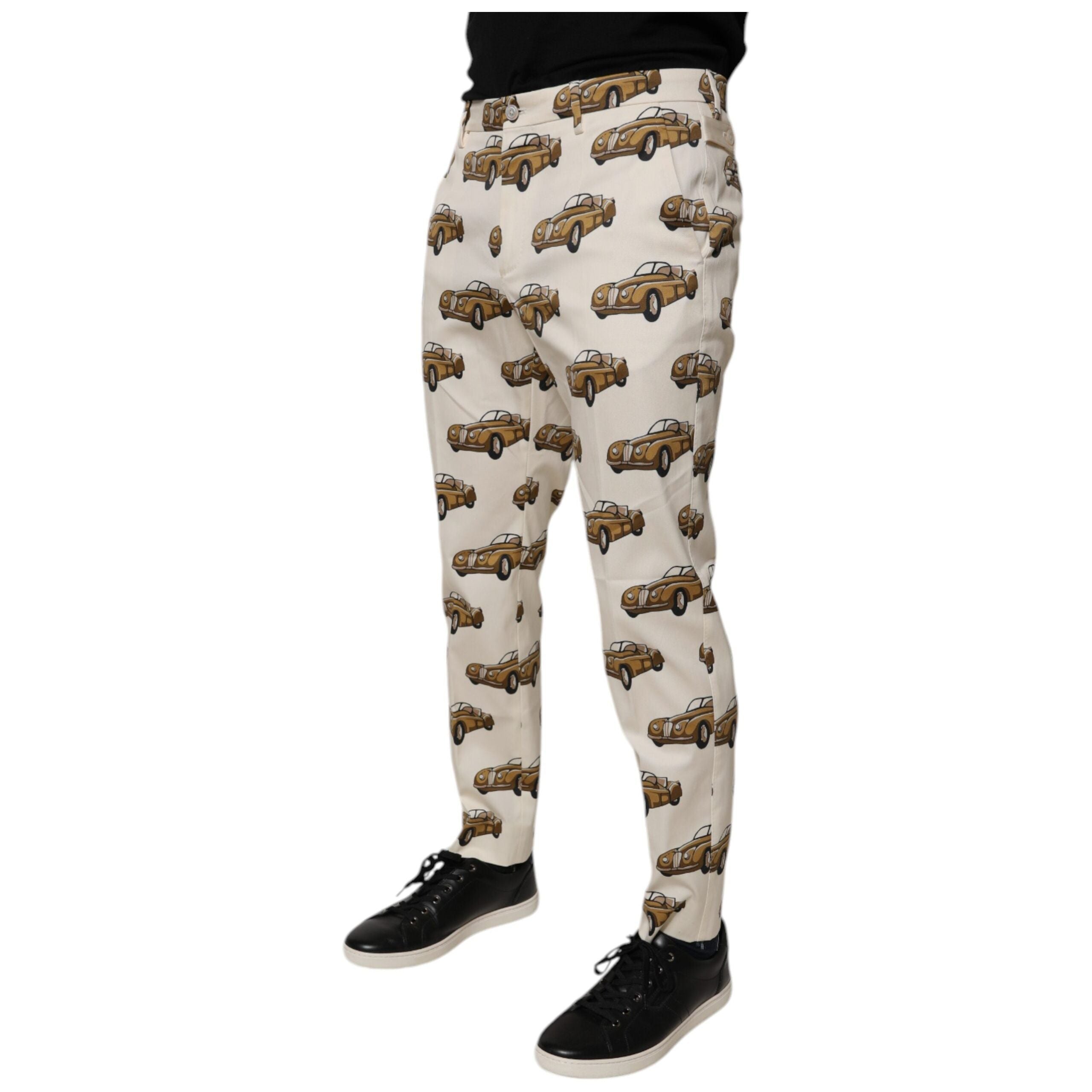 Dolce & Gabbana Off White Cars Cotton Skinny Denim Jeans