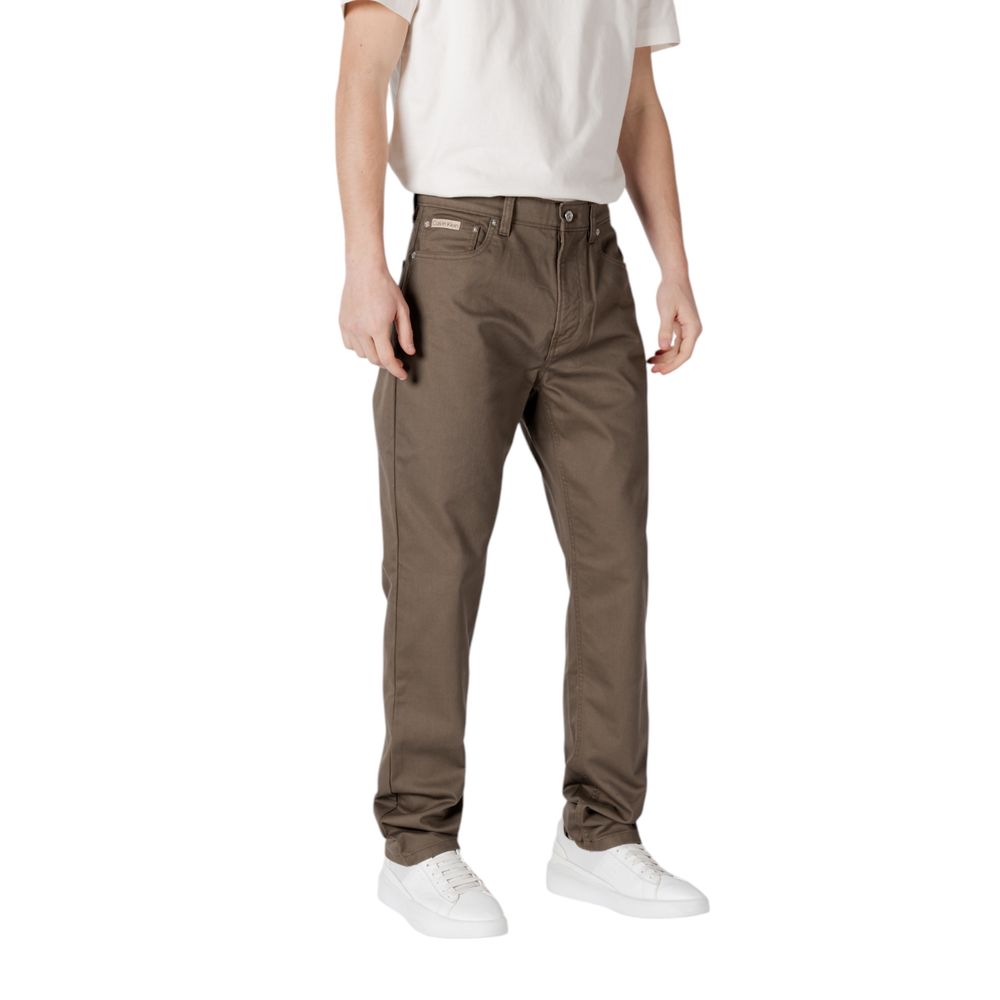 Calvin Klein Green Cotton Jeans for Sophisticated Style