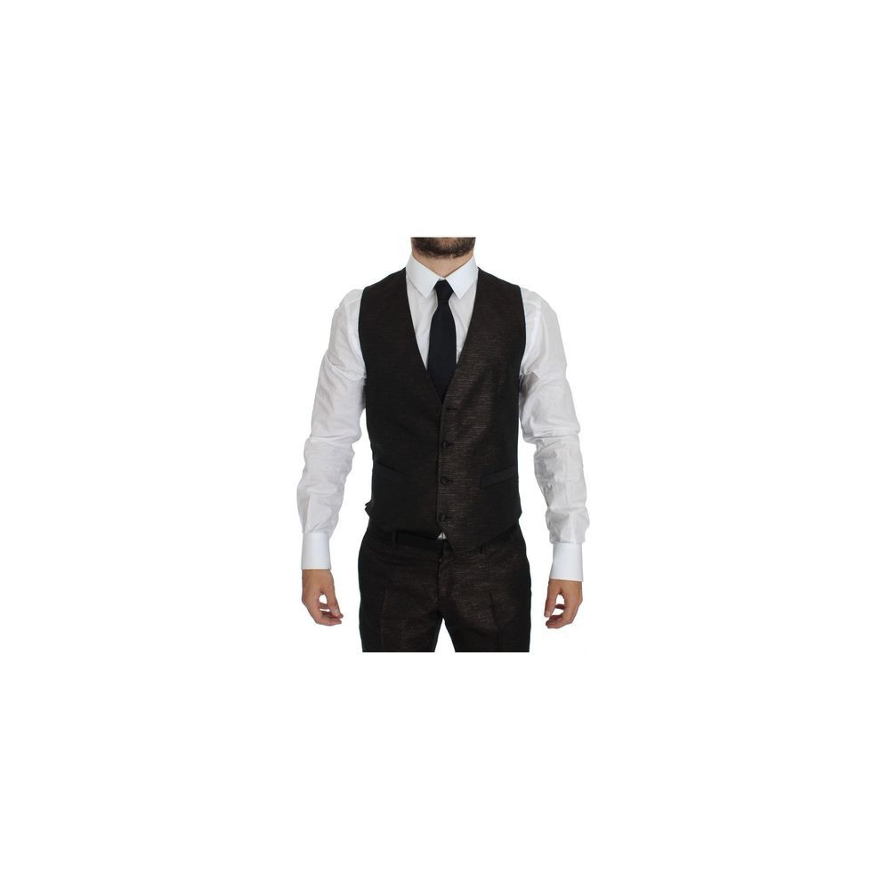 Dolce & Gabbana Brown Wool Bicolor Suit for Timeless Elegance