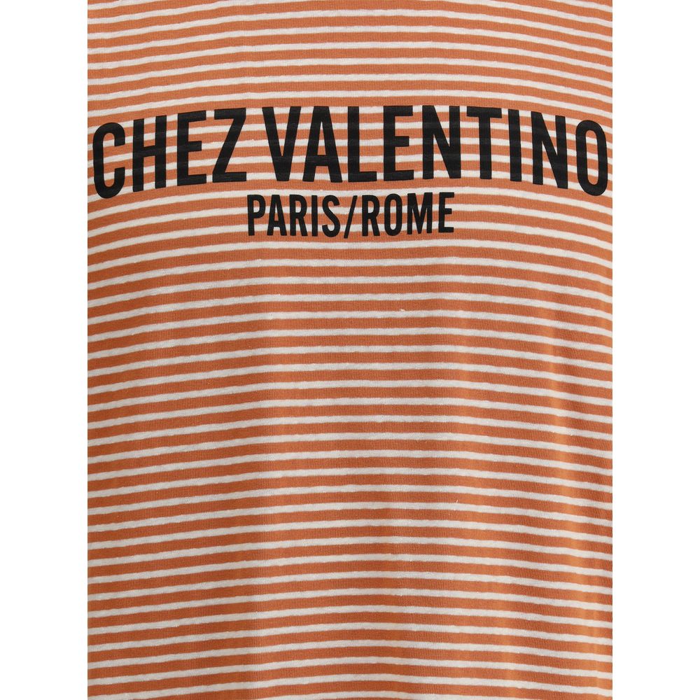 Valentino White Luxurious Cotton Striped T-Shirt
