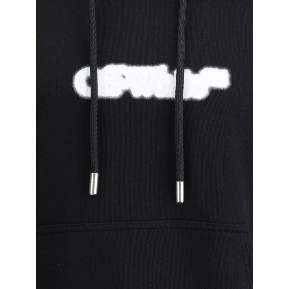 Off-White Black Cotton Spray-printed Hoodie for Urban Elegance