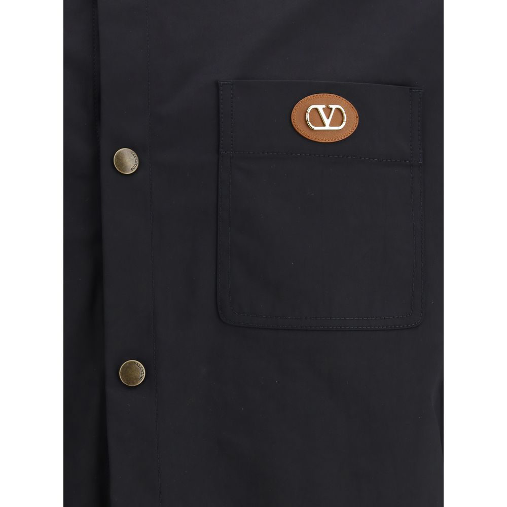 Valentino Black Cotton Shirt Jacket in Elegant Monochrome Design