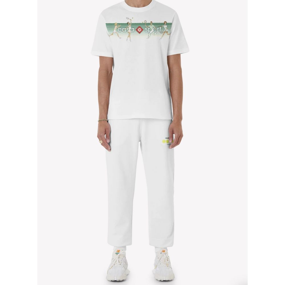 Casablanca White Cotton T-Shirt with Playful Elegance