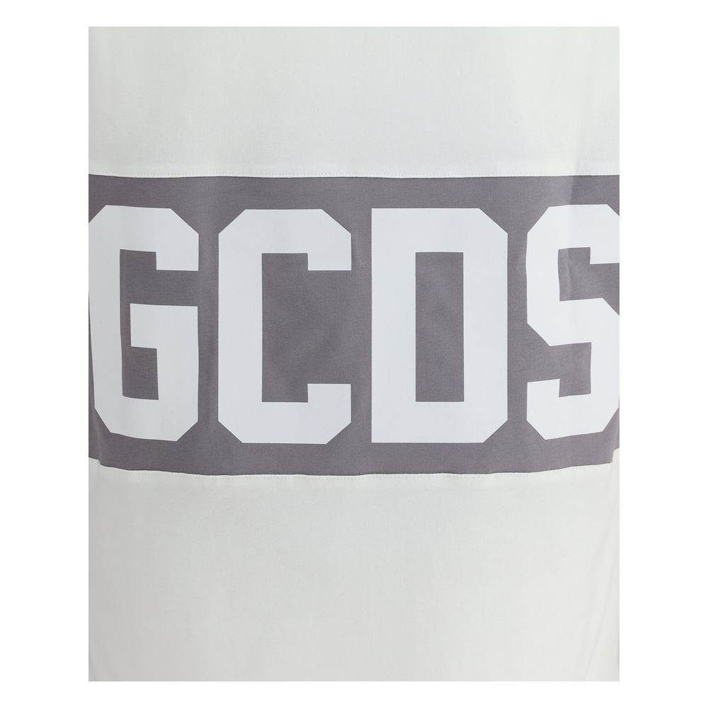 GCDS White Cotton Blend T-Shirt with Logo Print