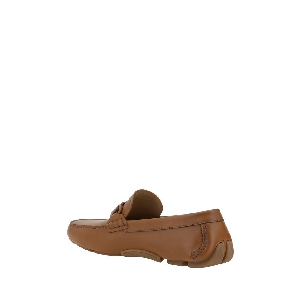 Ferragamo Black Luxurious Calfskin Driver Loafers