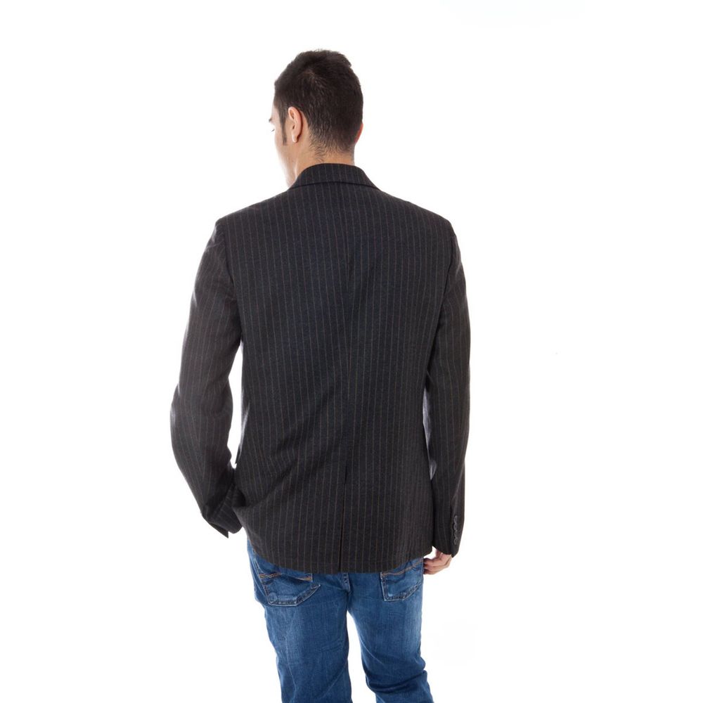 Calvin Klein Gray Wool Jacket for Timeless Sophistication