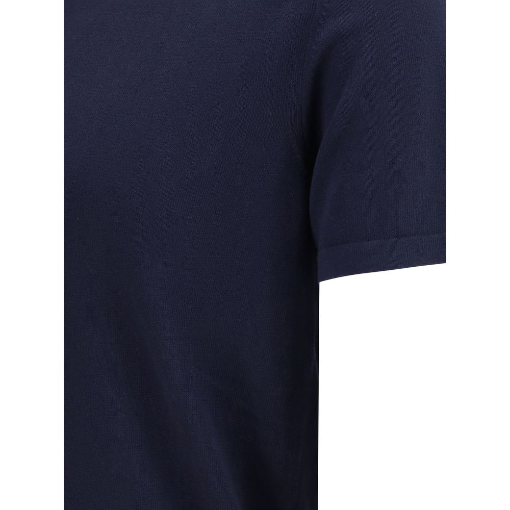 Brooksfield Navy Cotton Knit Polo Shirt - Exquisite Casual Elegance