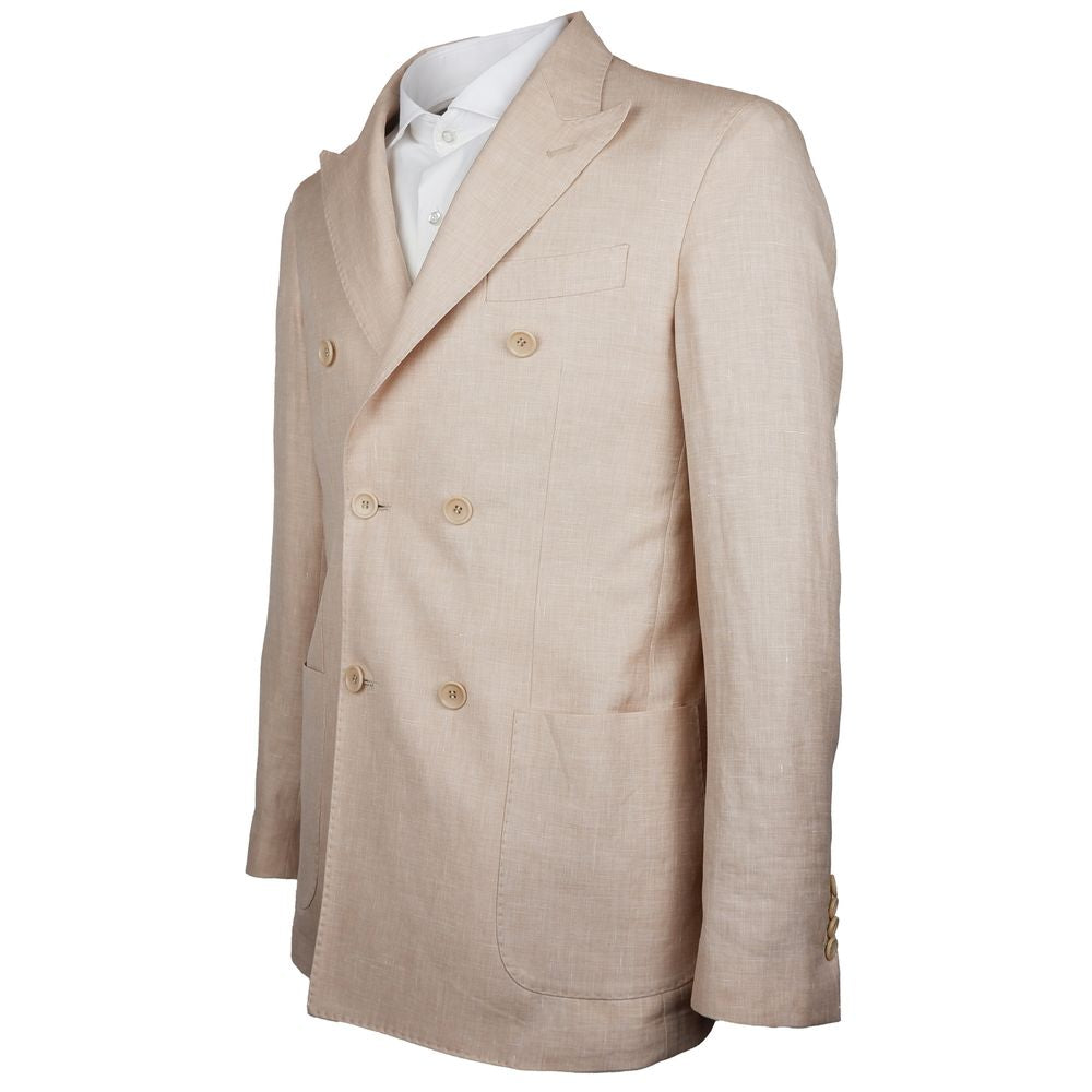 Made in Italy Beige Linen Blazer for Timeless Sophistication