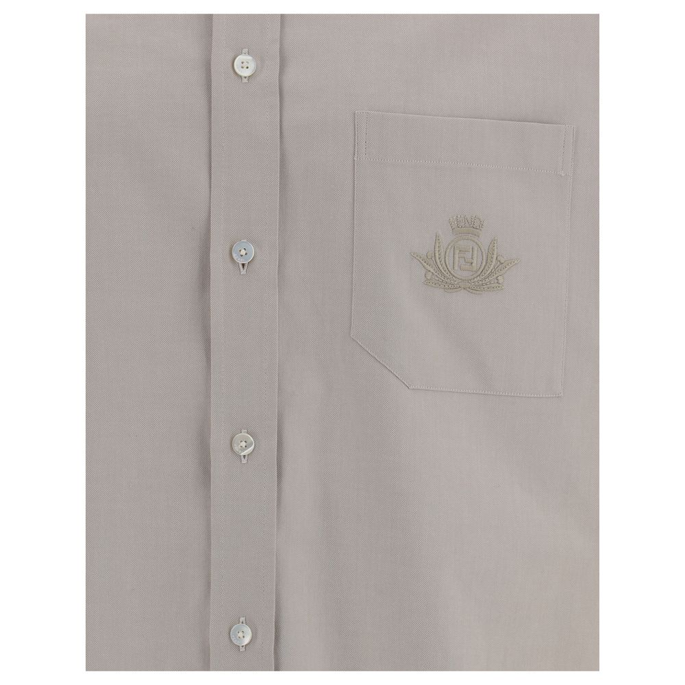Fendi White Premium Cotton Short-sleeve Shirt