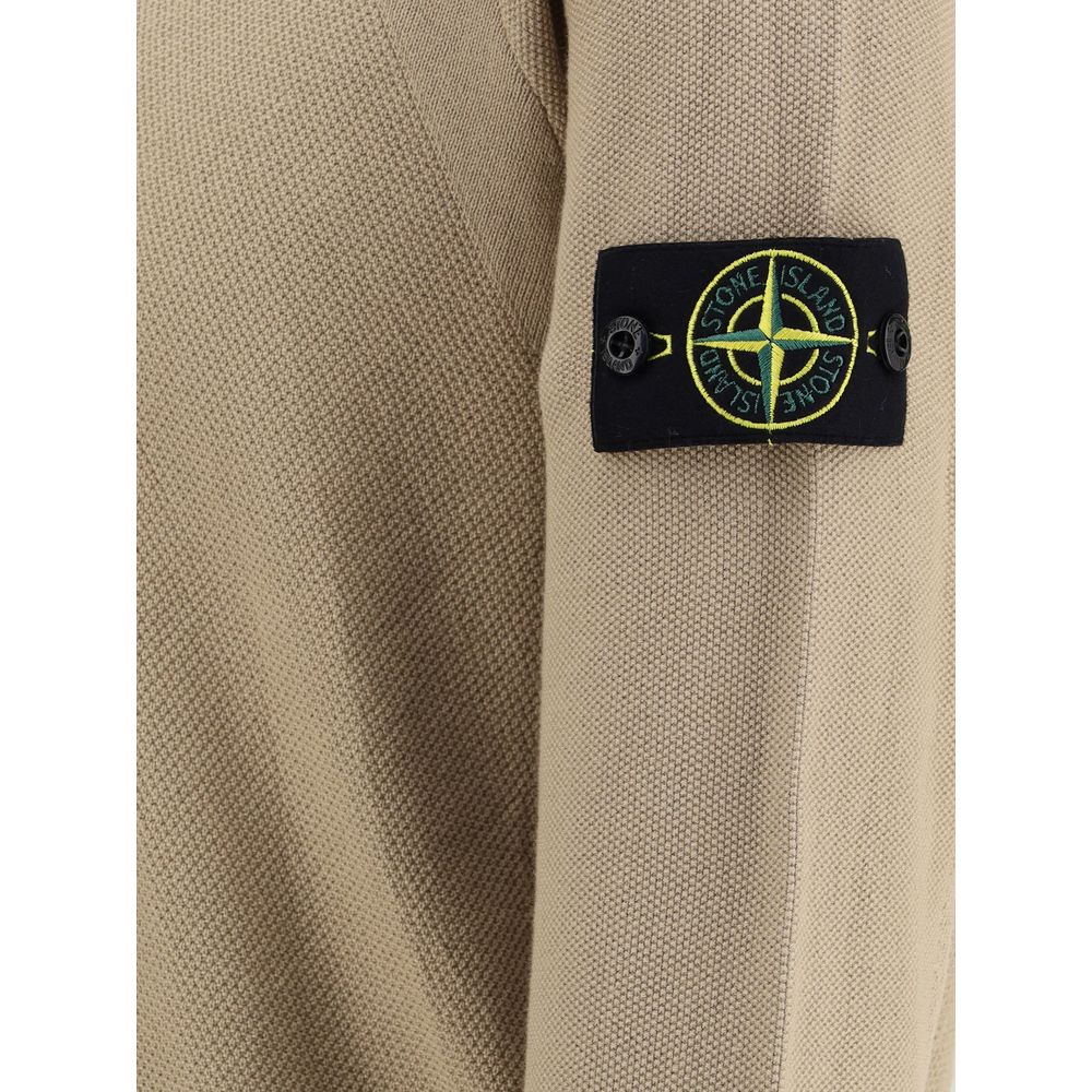 Stone Island Grey Cotton Sweater With Iconic Monogram Patch
