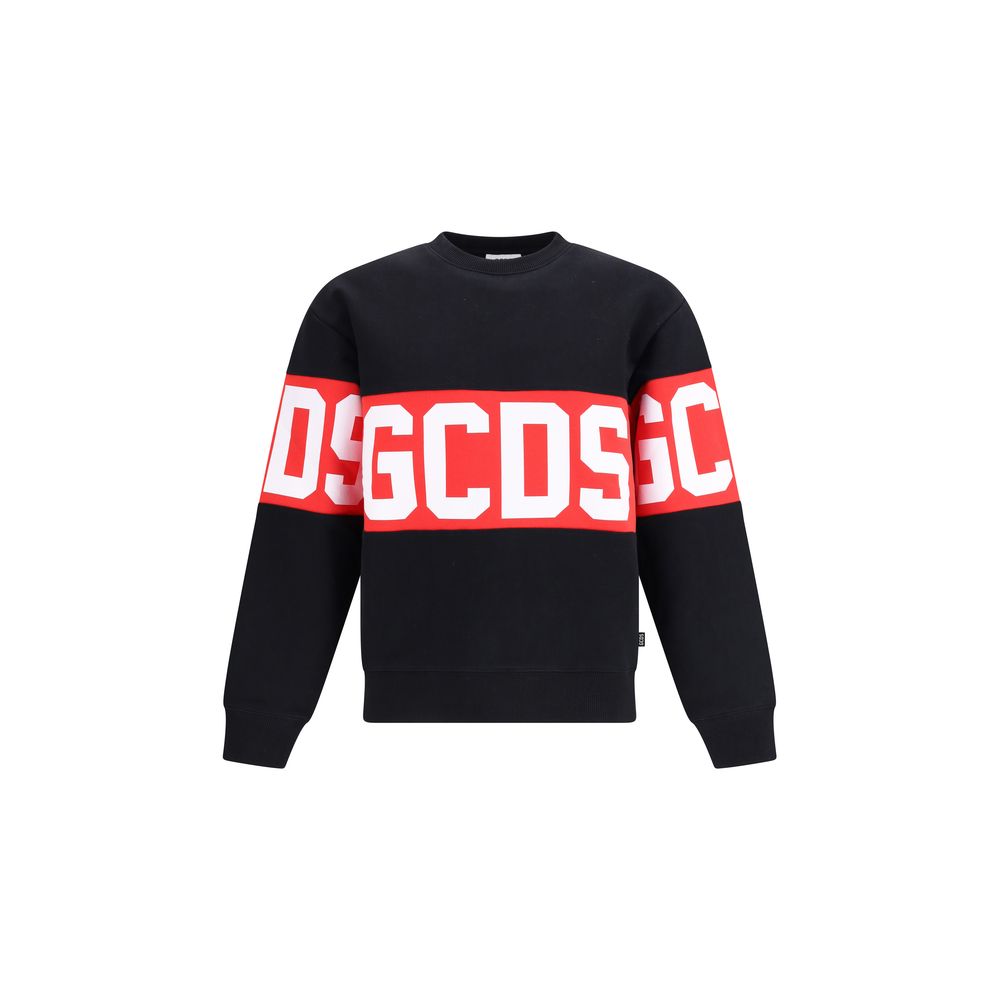 GCDS Black Cotton Logo Band Sweatshirt for Elevated Urban Style