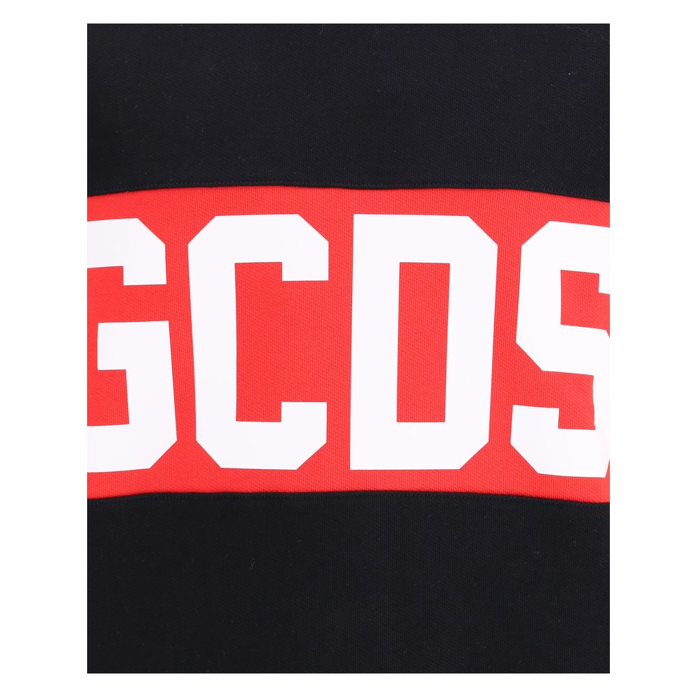 GCDS Black Cotton Logo Band Sweatshirt for Elevated Urban Style