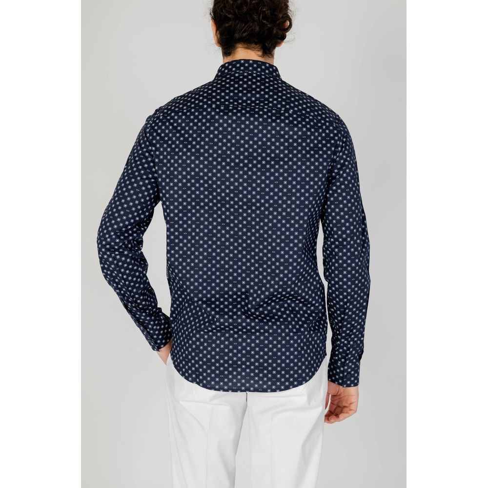 Armani Exchange Blue Cotton Shirt for Effortless Elegance