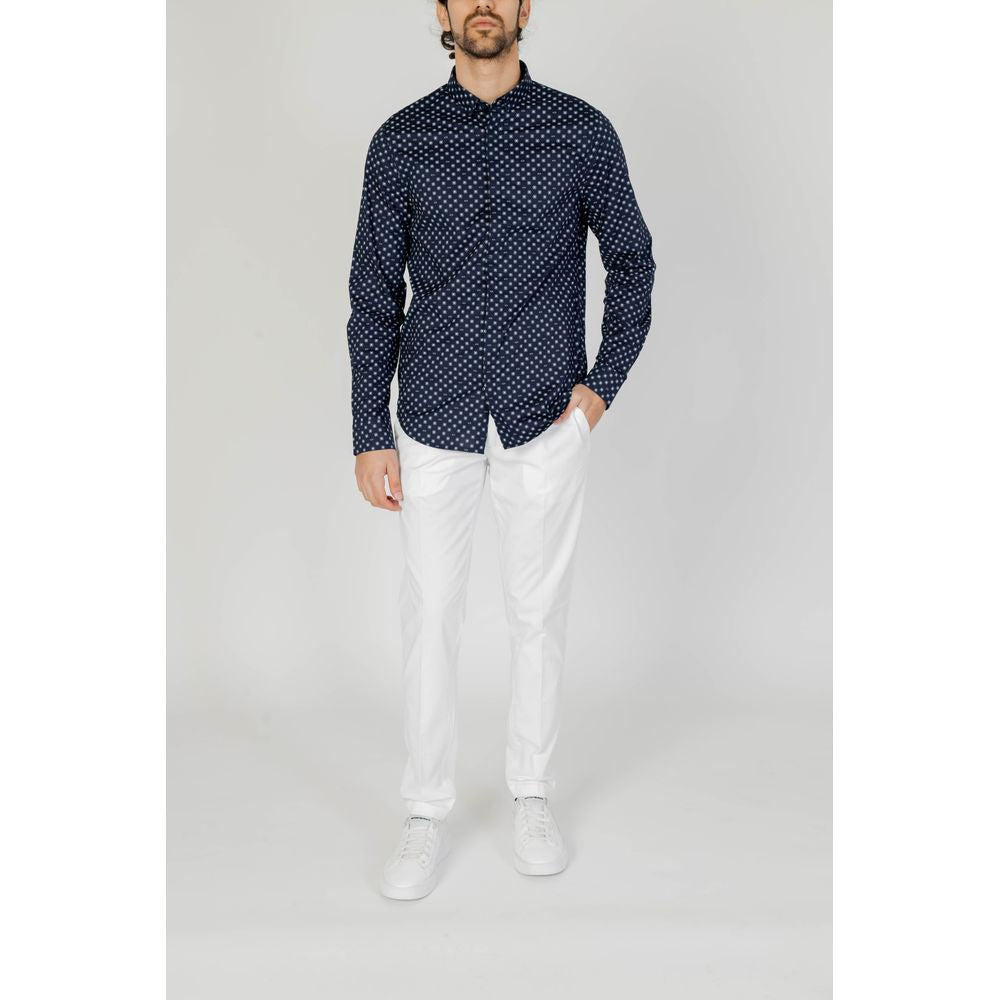 Armani Exchange Blue Cotton Shirt for Effortless Elegance