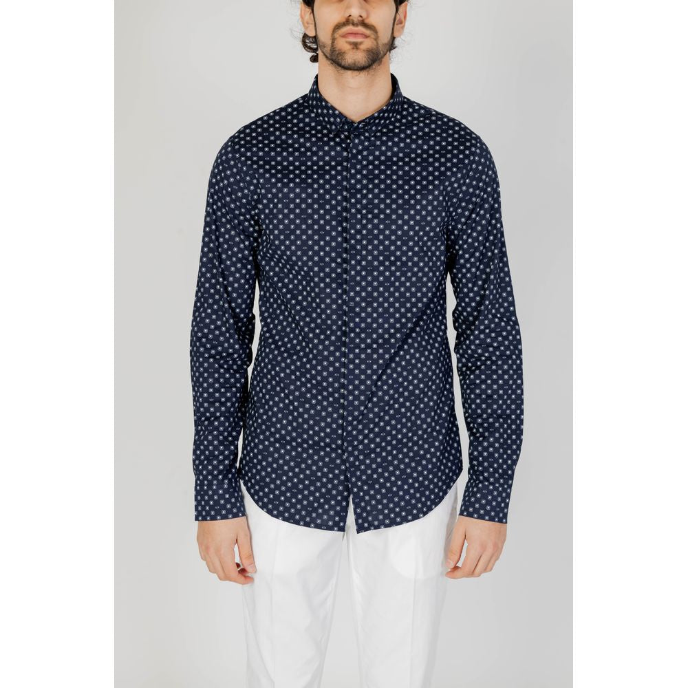 Armani Exchange Blue Cotton Shirt for Effortless Elegance