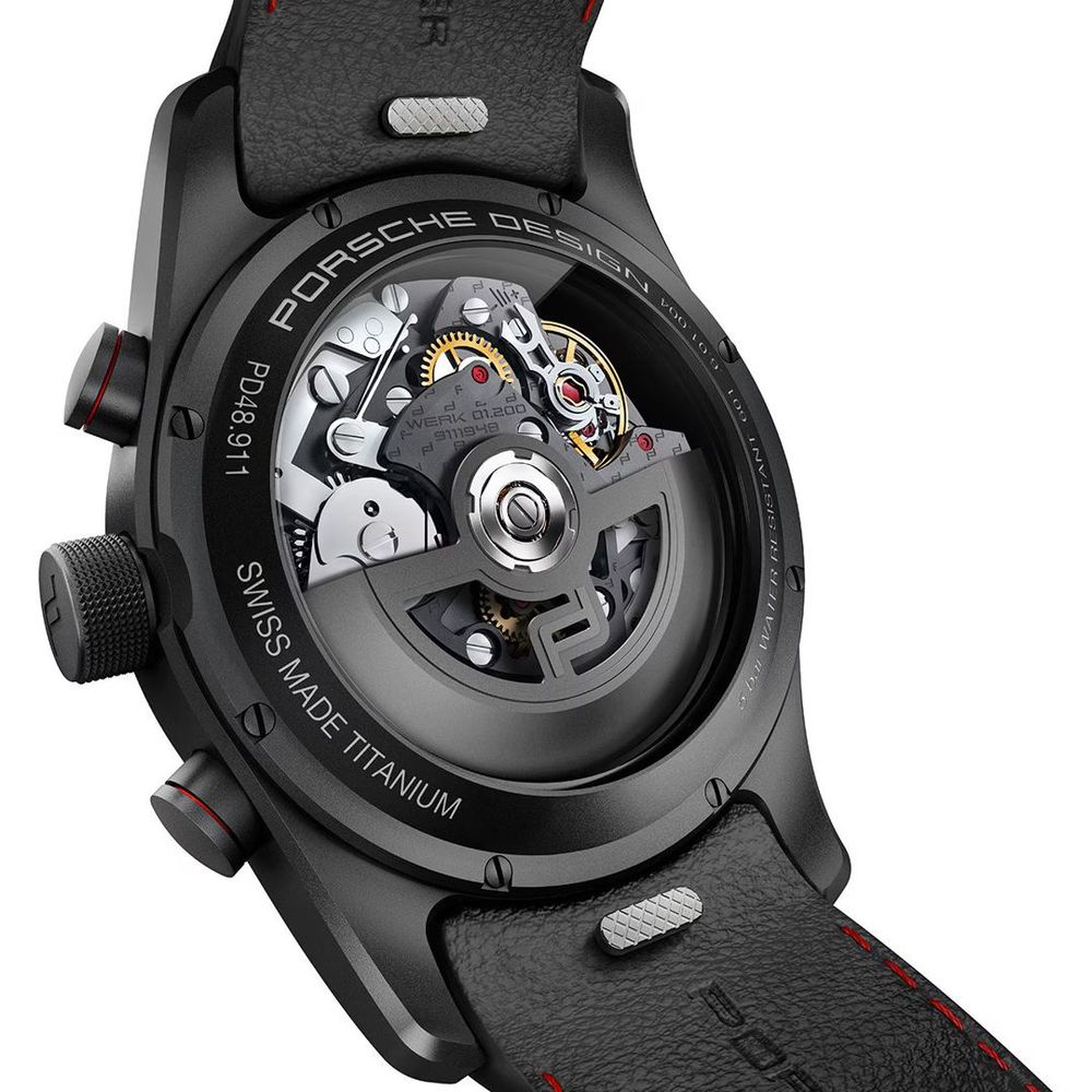 Porsche Design Black Leather Watch with Timeless Elegance
