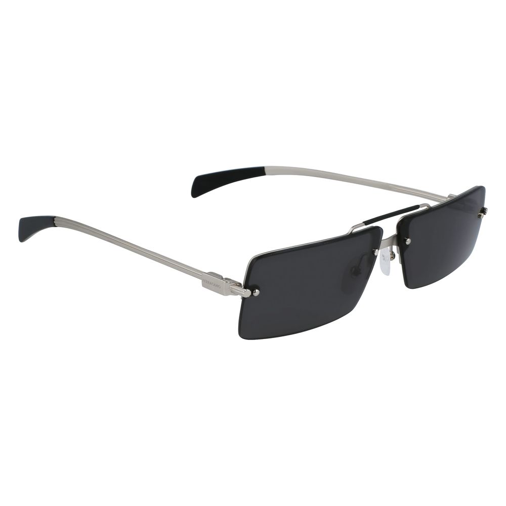 Ferragamo Gray Metal Sunglasses for Effortless Elegance