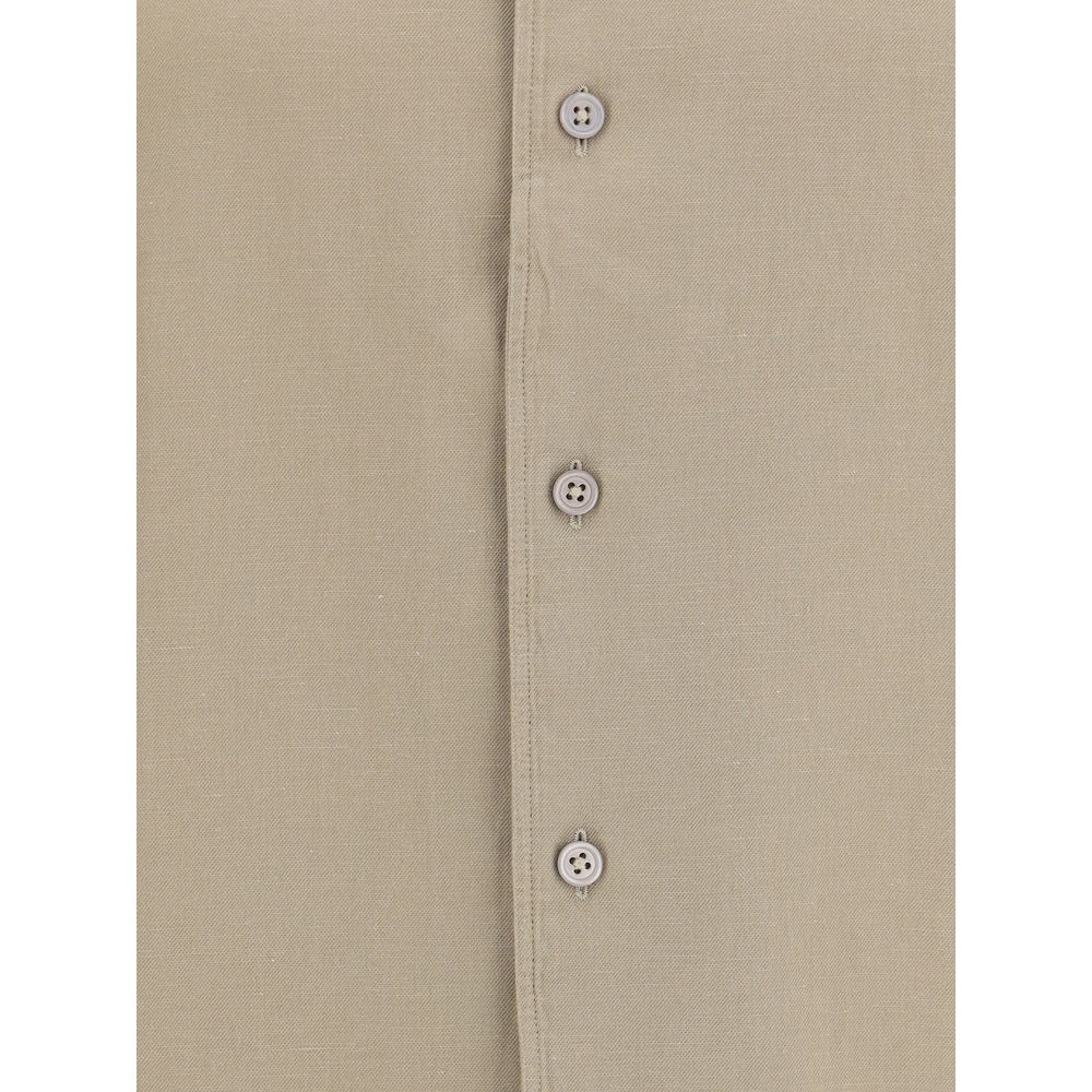 ZEGNA White Cotton and Linen Shirt in Timeless Elegance