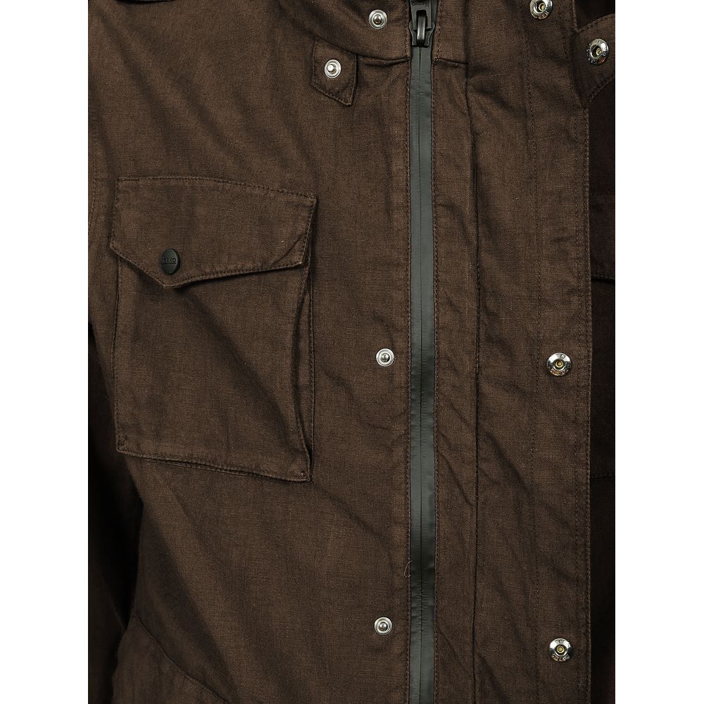 Herno Brown Linen Jacket for Elevated Seasonal Styling