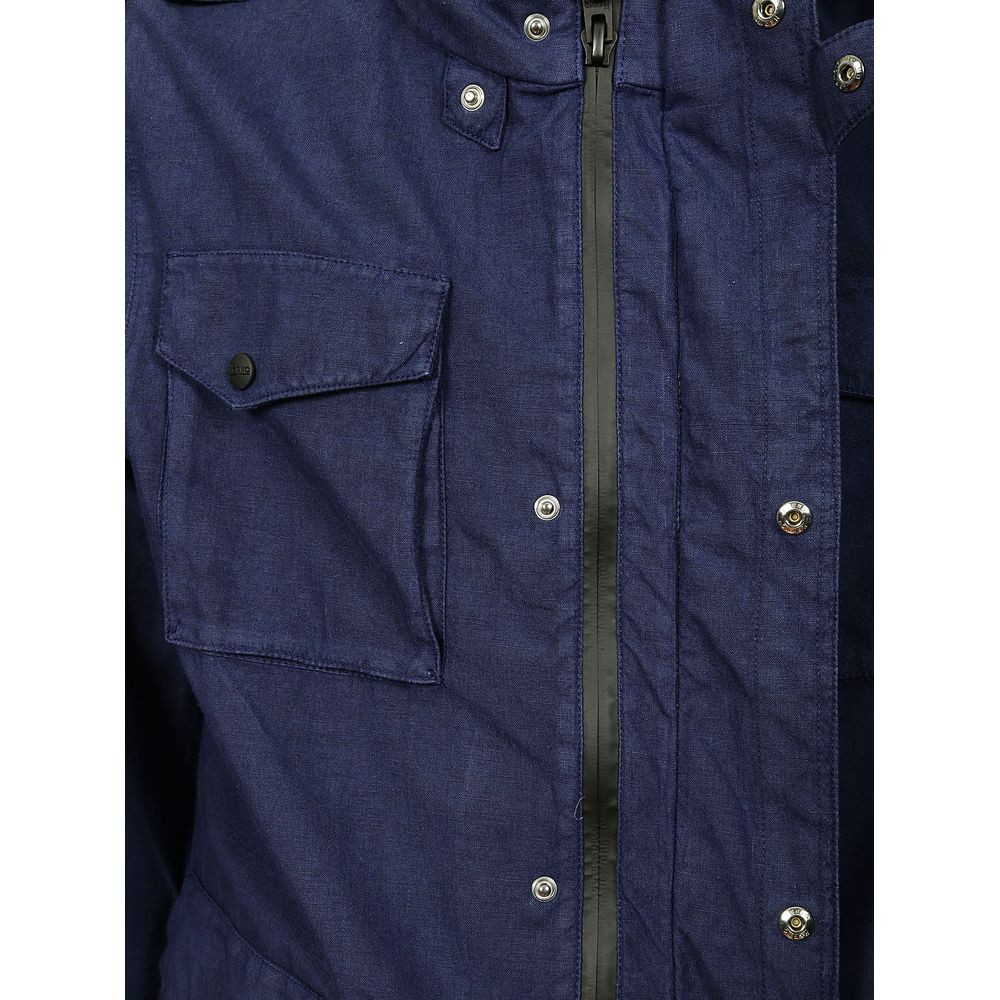 Herno Blue Linen Jacket for Effortless Sophistication