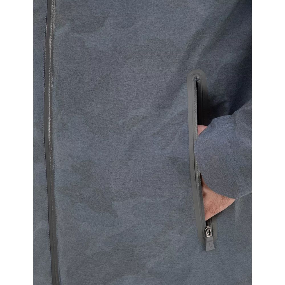 Herno Blue Nylon Jacket with Distinctive Camouflage Design