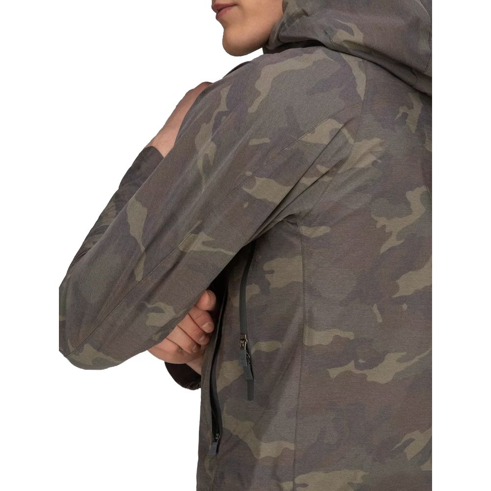 Herno Army Green Nylon Jacket with Distinctive Camouflage Print