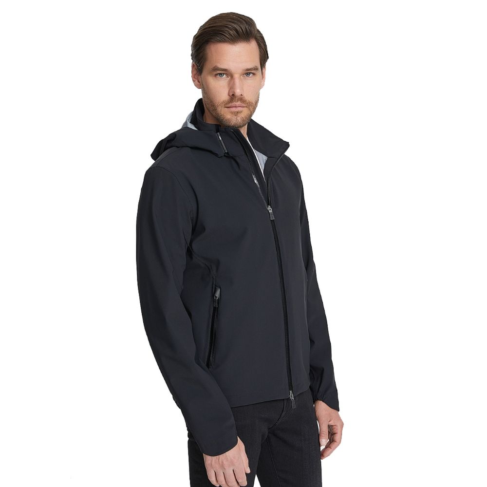 Herno Black Nylon Jacket with Adjustable Hood and Pockets