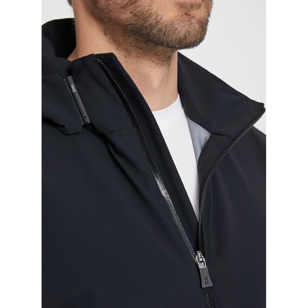 Herno Black Nylon Jacket with Adjustable Hood and Pockets