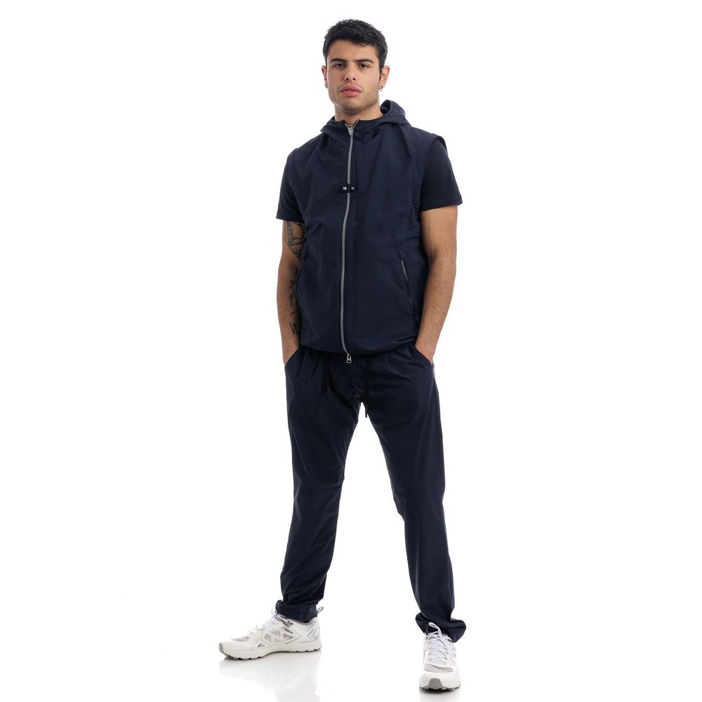 Herno Blue Nylon Jacket with Removable Sleeves